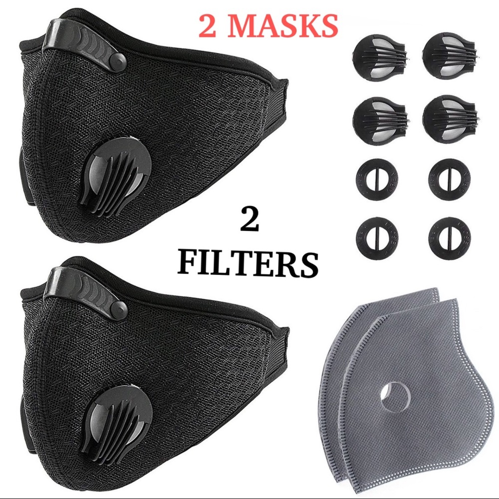 2️⃣BLACK 2 valve head wrap face mask- mask